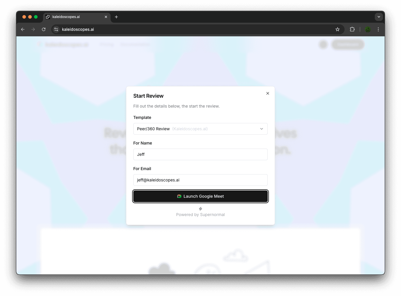 Start a review with Kaleidoscopes.ai